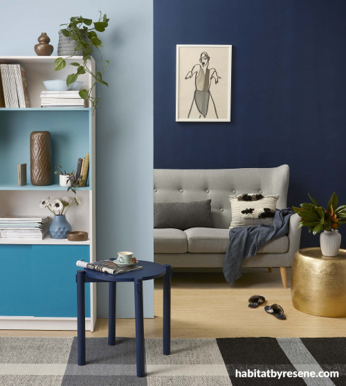 calm spaces, blue interiors, reading nook, paint trends