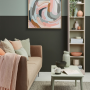 living room inspiration, living room decor, green interior ideas, feature wall ideas, interior trend